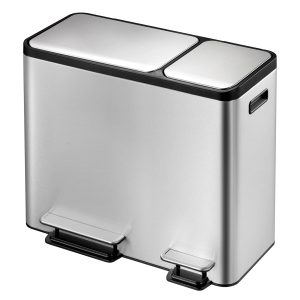 EcoCasa Thùng rác phân loại đạp chân 30+15L Inox mờ
