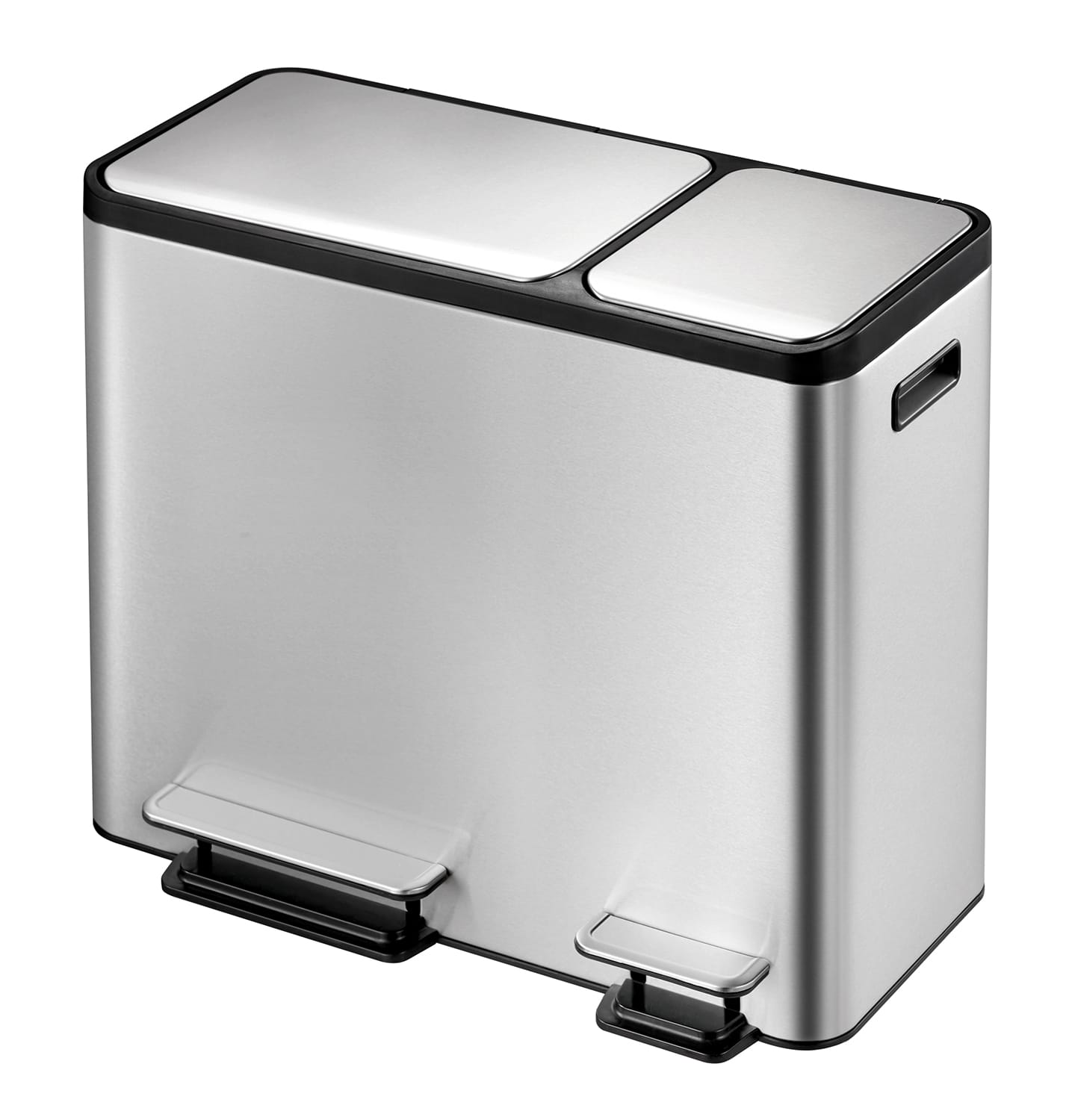 EcoCasa Thùng rác phân loại đạp chân 30+15L Inox mờ