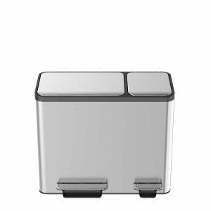EcoCasa Thùng rác phân loại đạp chân 30+15L Inox mờ