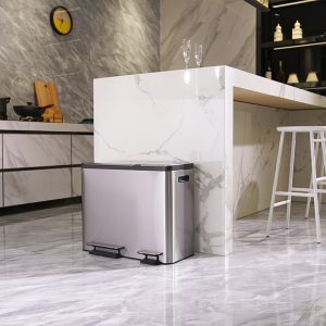 EcoCasa Thùng rác phân loại đạp chân 15+15+15L Inox mờ