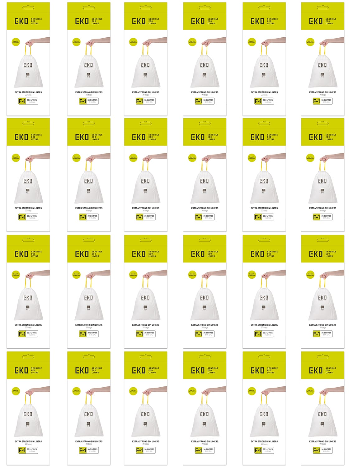 Drawstring Túi rác type F1 30.3L Trắng