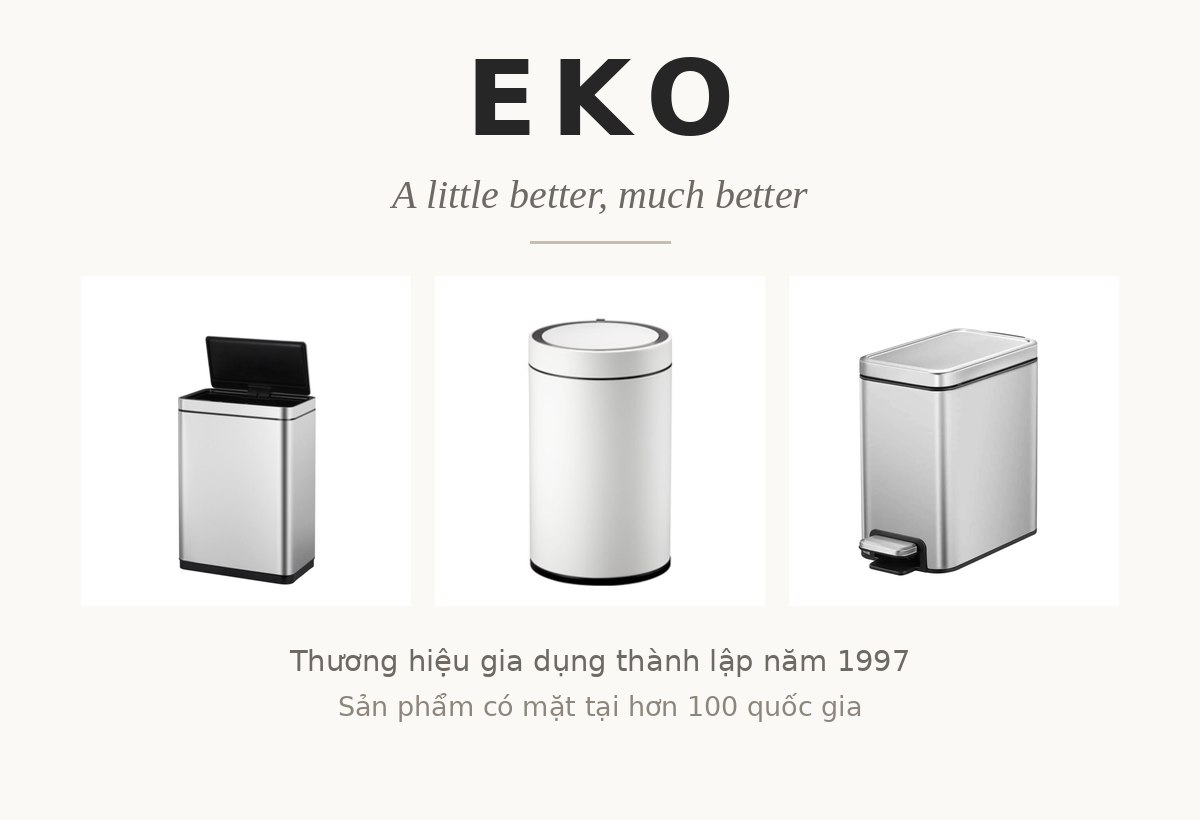 Sản phẩm EKO - thùng rác cảm biến Deluxe Mirage, Docomo X và thùng rác đạp chân Stella Slim